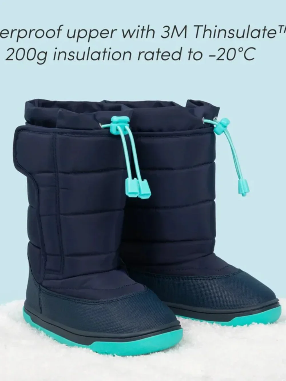 Ten Little Kids Snow Boots Size 9 Navy Thinsulate Waterproof Winter Toddler Boot